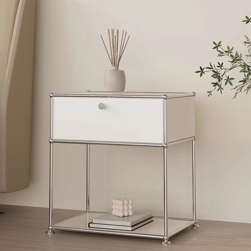Luxury Modern Bedside Table Drawers Metal Nordic Storage