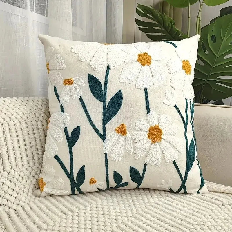 1Pc Boho Floral Tufted Decorative Throw Pillow Cover