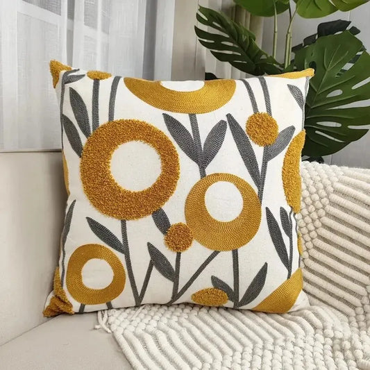 1Pc Boho Floral Tufted Decorative Throw Pillow Cover