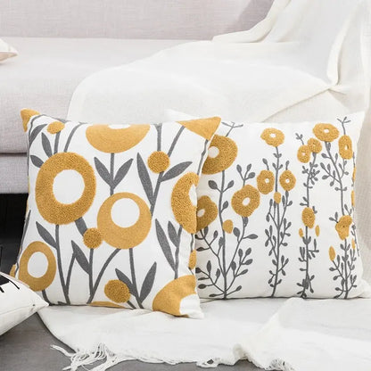 1Pc Boho Floral Tufted Decorative Throw Pillow Cover