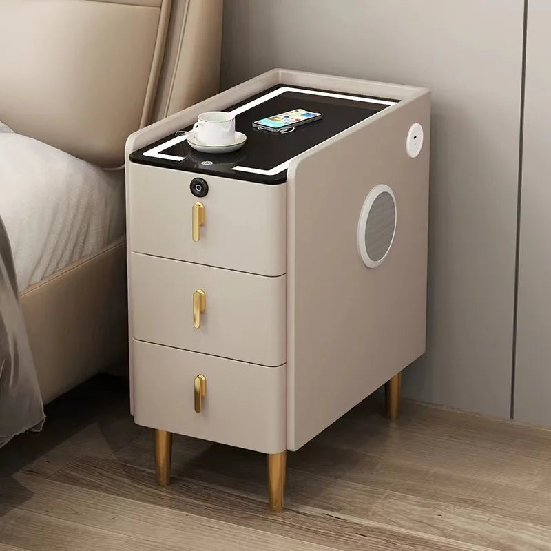 Nordic Style Intelligent Solid Wood Bedside Table