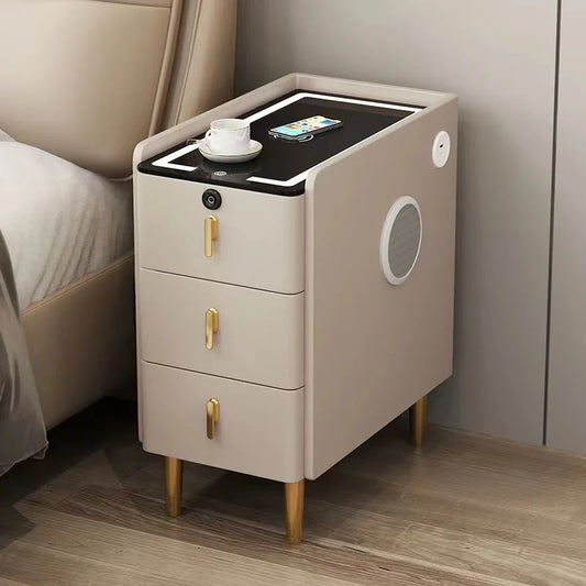 Nordic Style Intelligent Solid Wood Bedside Table