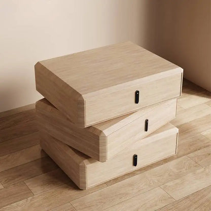 Rotating Solid Ｗood Ｎightstand Modern White Drawer